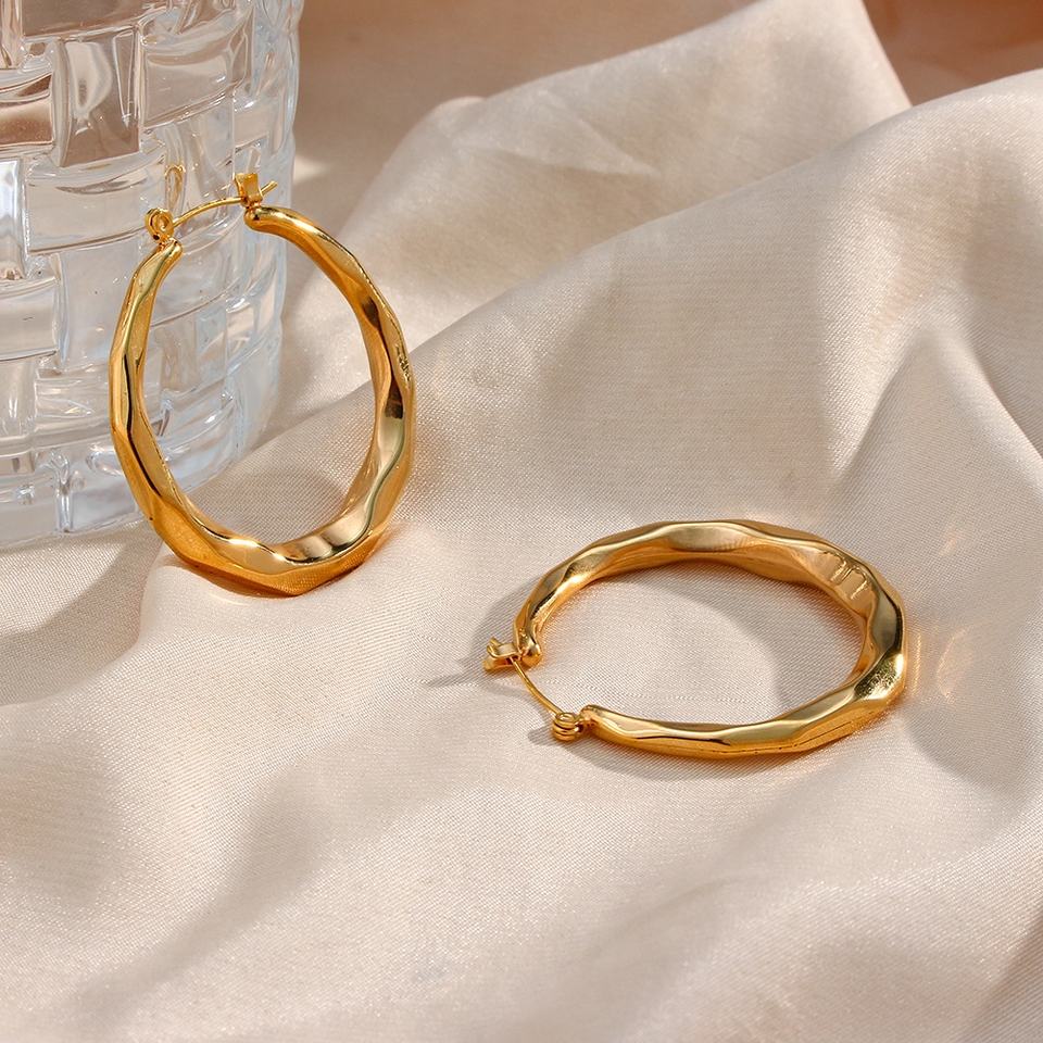 Aire Textured Gold Hoop Earrings - Earrings