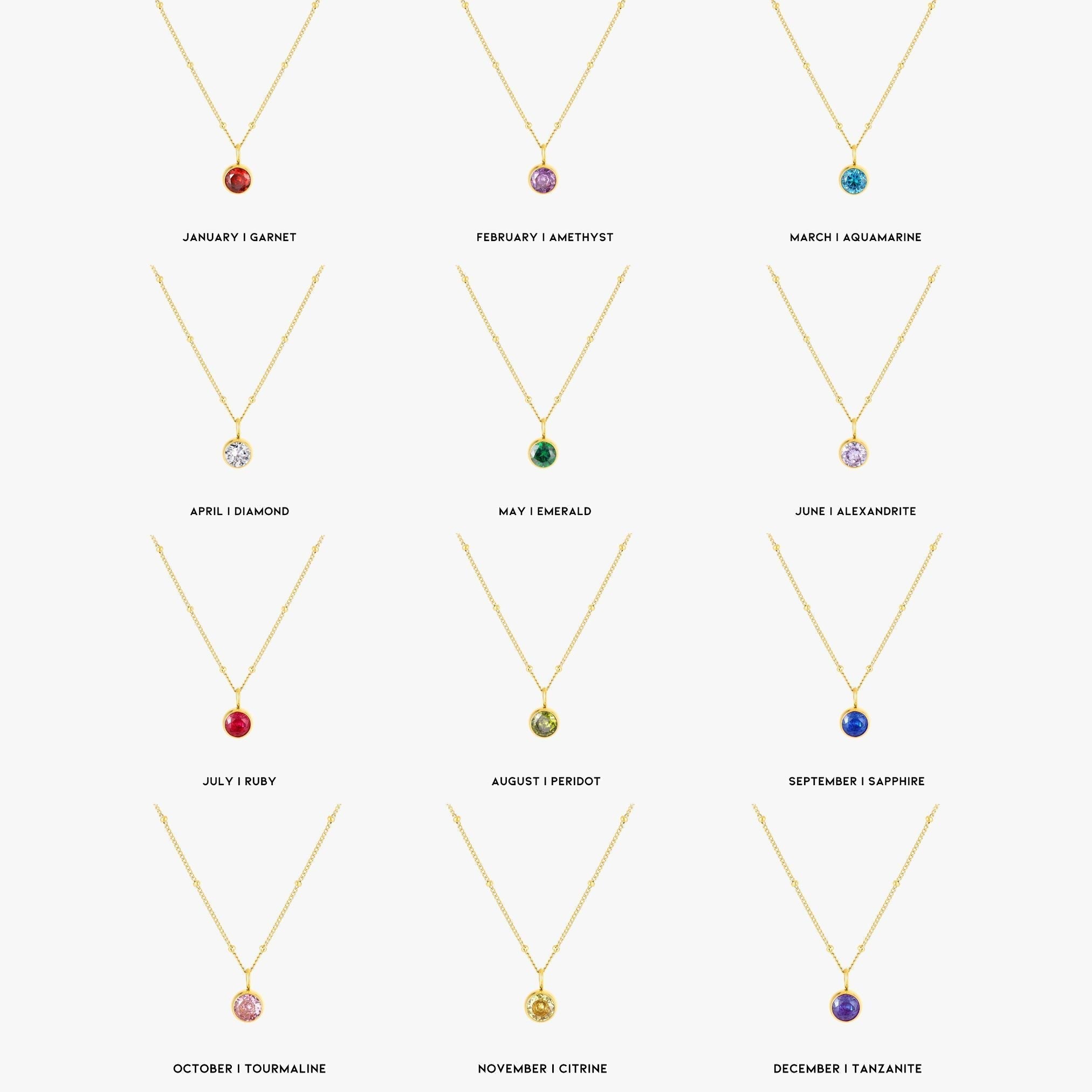 Amelia Birthstone Necklace - Pendant Necklaces