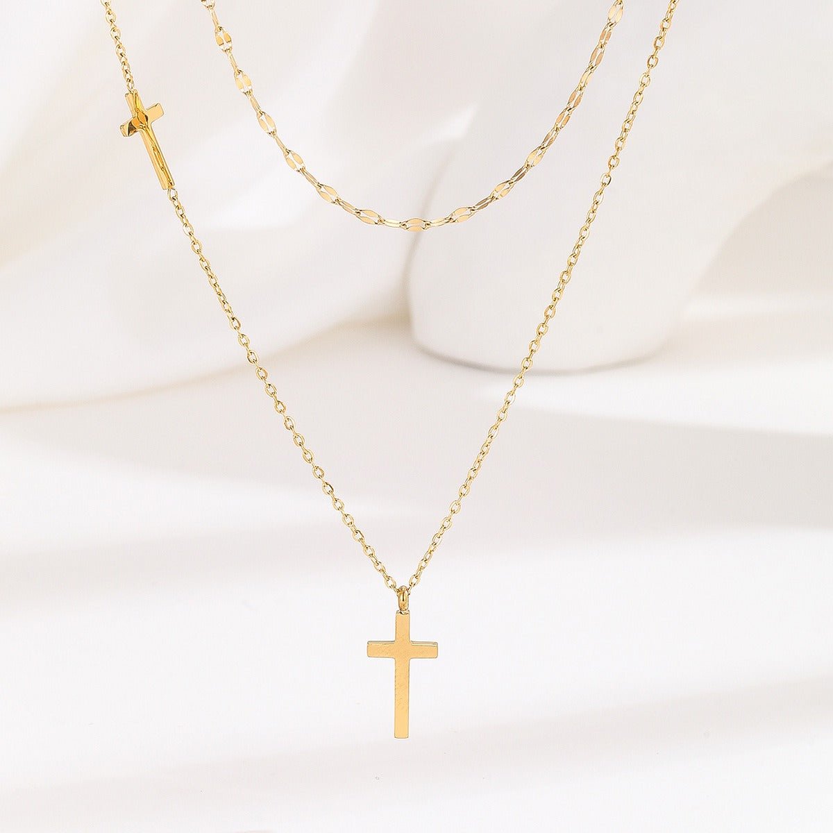 Aria Layered Cross Pendant Necklace - Pendant Necklaces
