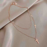 Aria Layered Cross Pendant Necklace - Pendant Necklaces