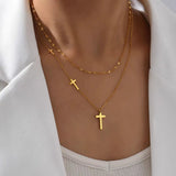 Aria Layered Cross Pendant Necklace - Pendant Necklaces