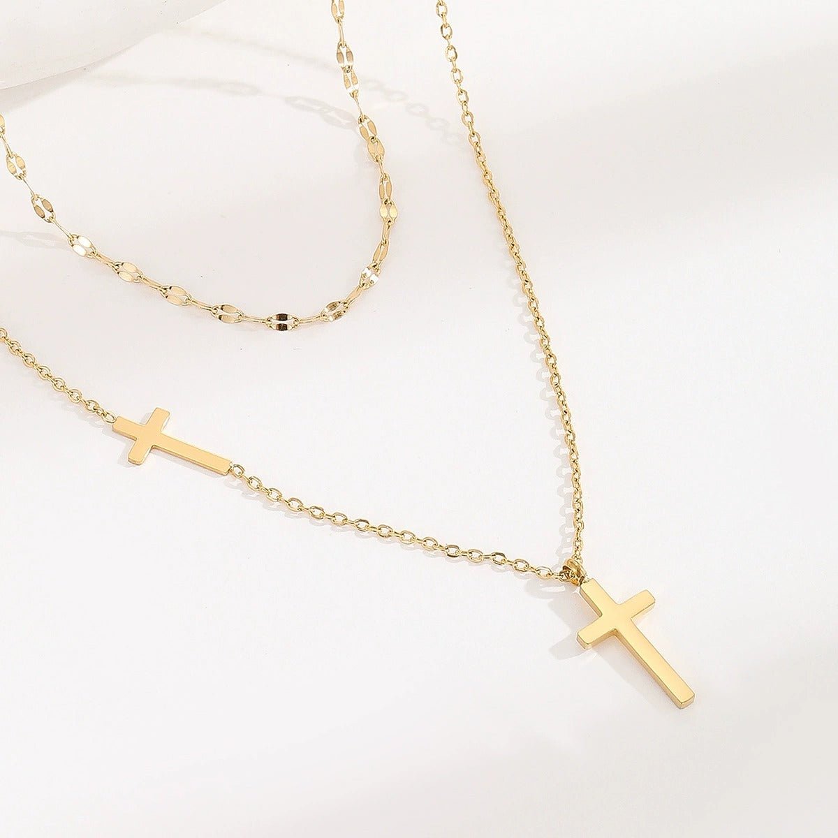Aria Layered Cross Pendant Necklace - Pendant Necklaces