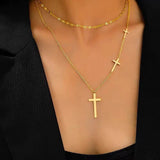 Aria Layered Cross Pendant Necklace - Pendant Necklaces