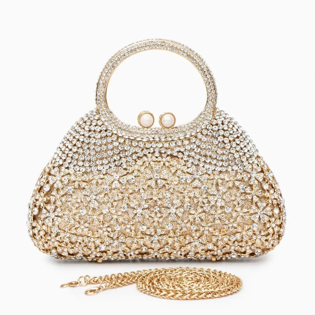 Aurora Crystal Evening Bag with Luxe Handle – Glamour Redefined - Women's Handbags