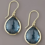 Blue Teardrop Crystal Earrings with Gold Plated Hooks - Earrings