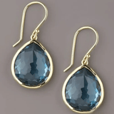 Blue Teardrop Crystal Earrings with Gold Plated Hooks - Earrings