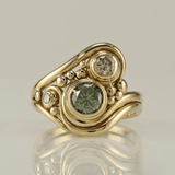 Boho Wave Multi - Gemstone Gold Ring - Ring