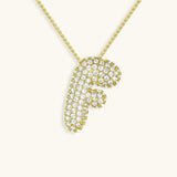 Bubble Initial Diamond Necklace - Pendant Necklaces