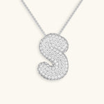 Bubble Initial Diamond Necklace - Pendant Necklaces