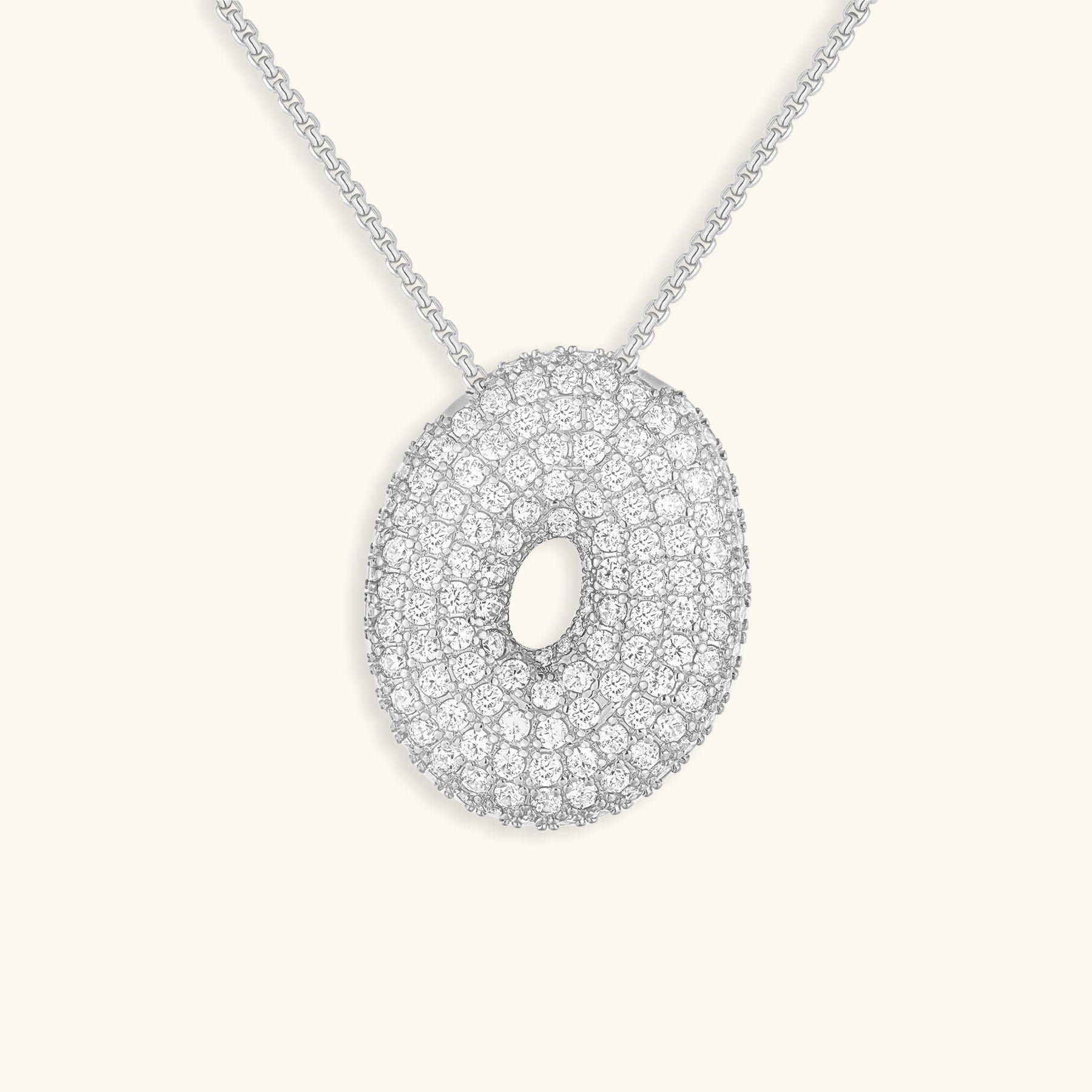 Bubble Initial Diamond Necklace - Pendant Necklaces