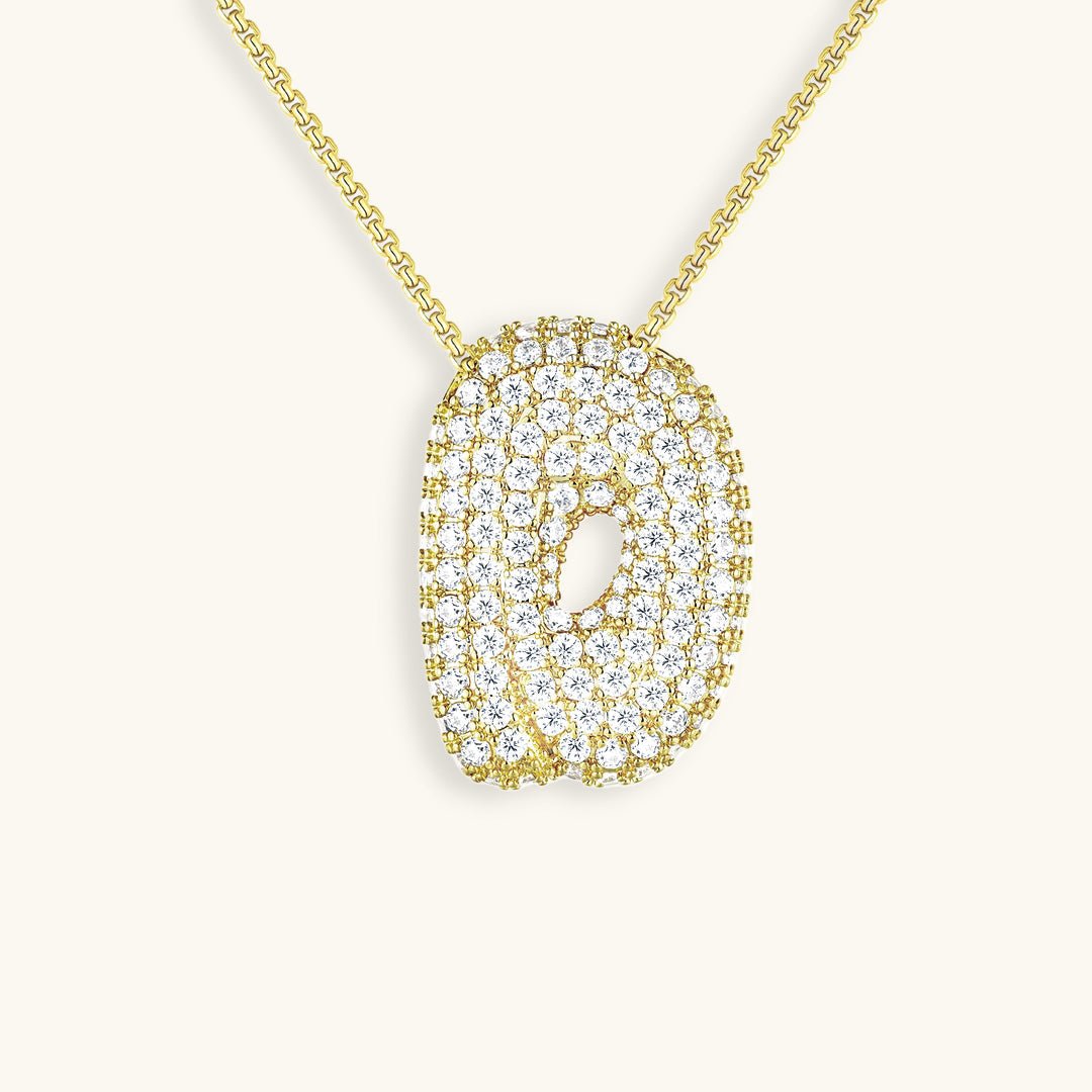 Bubble Initial Diamond Necklace - Pendant Necklaces