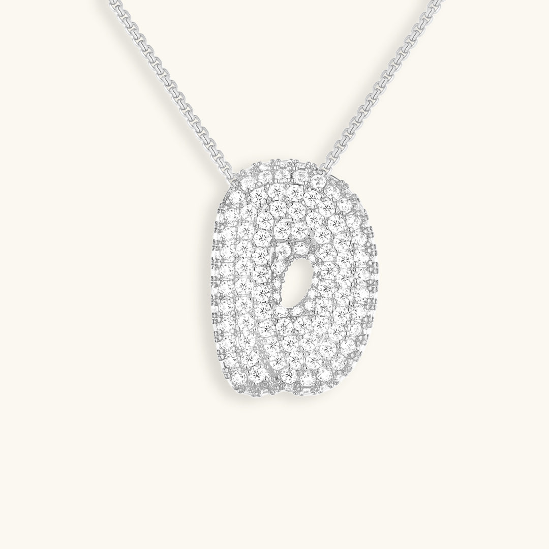 Bubble Initial Diamond Necklace - Pendant Necklaces