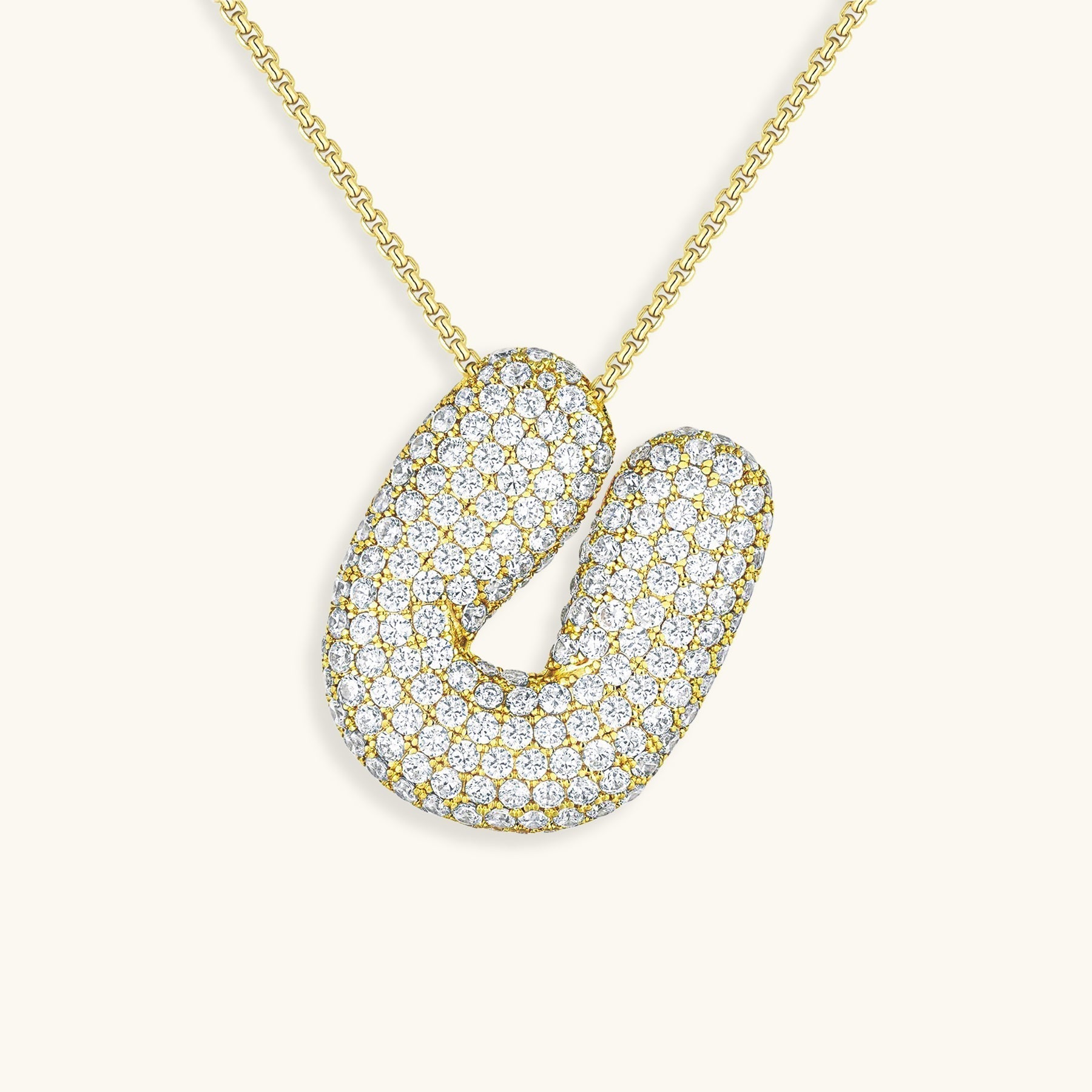 Bubble Initial Diamond Necklace - Pendant Necklaces
