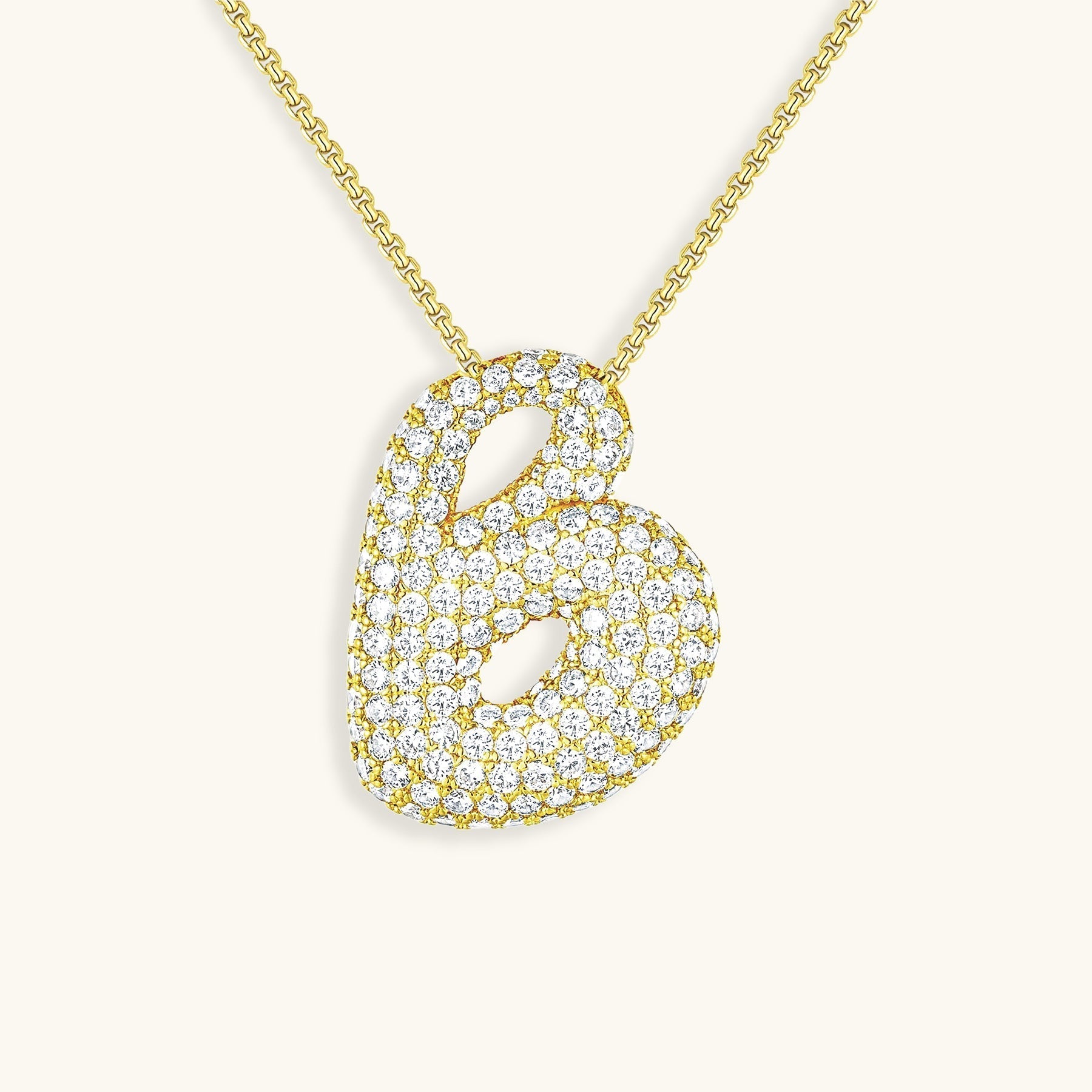 Bubble Initial Diamond Necklace - Pendant Necklaces