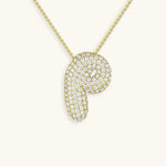 Bubble Initial Diamond Necklace - Pendant Necklaces