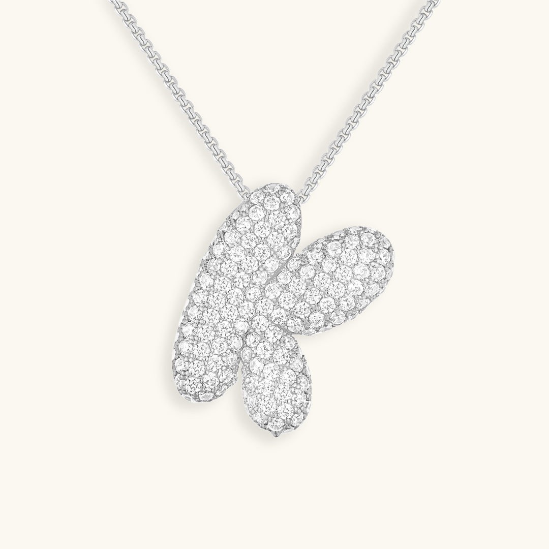 Bubble Initial Diamond Necklace - Pendant Necklaces