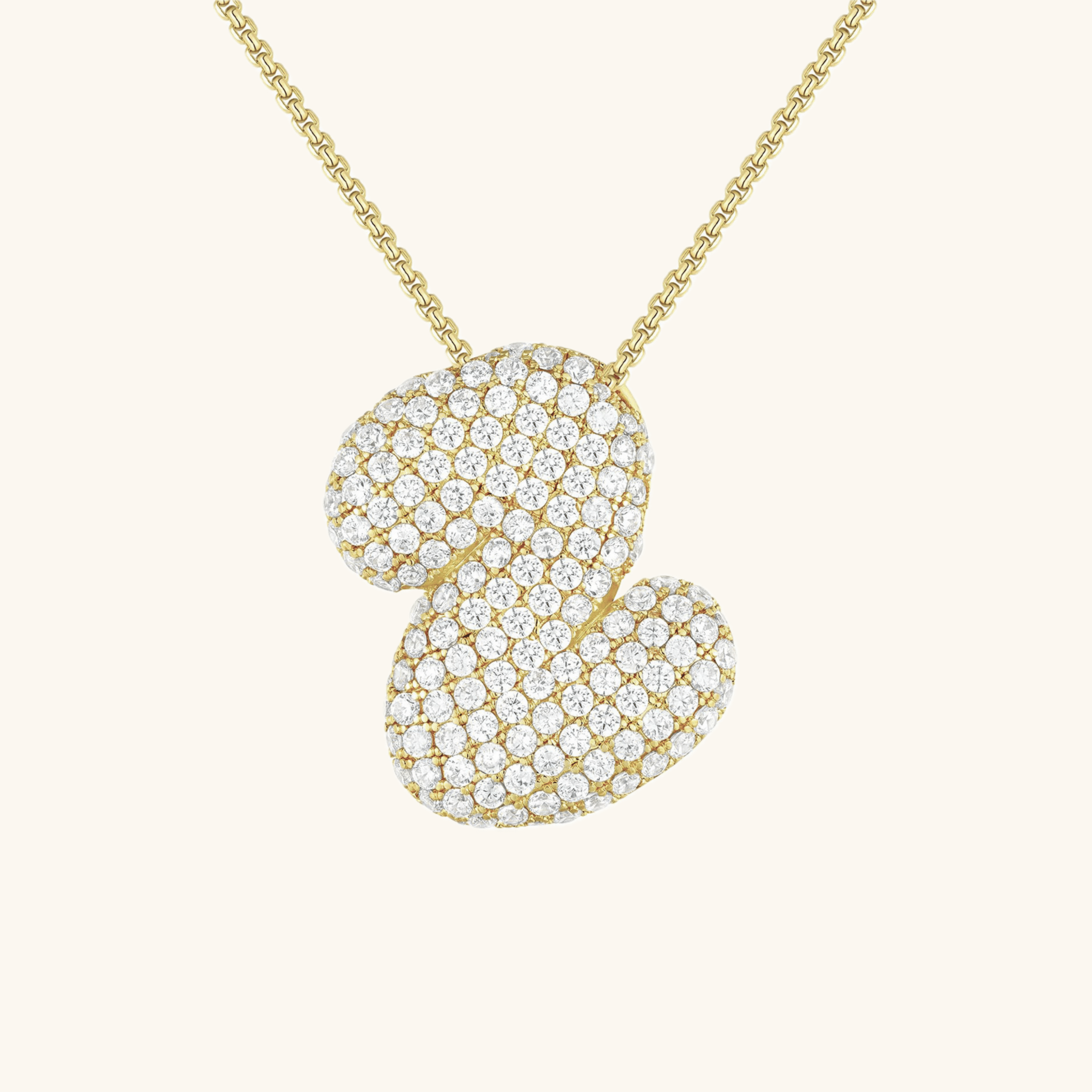 Bubble Initial Diamond Necklace - Pendant Necklaces