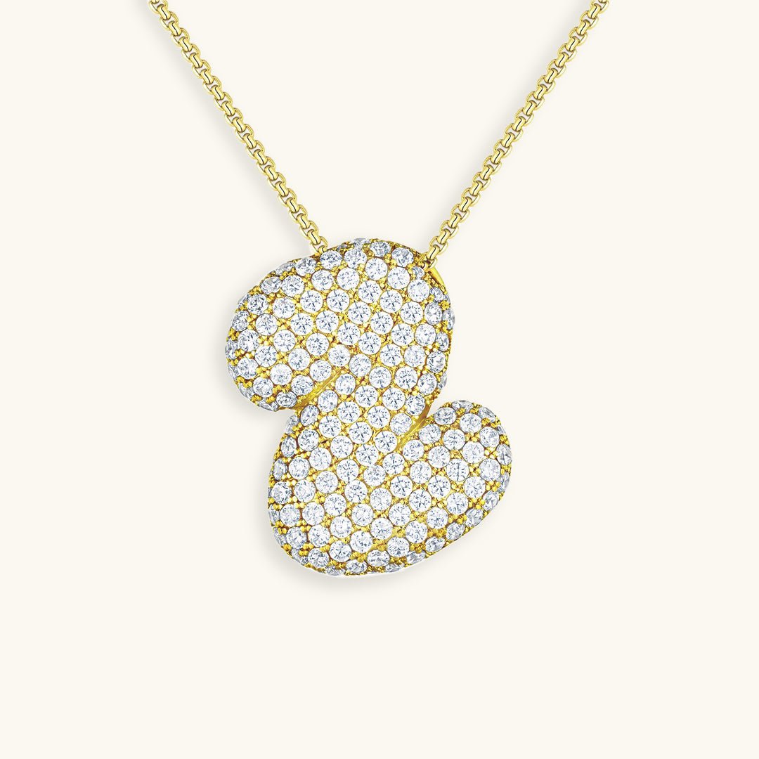 Bubble Initial Diamond Necklace - Pendant Necklaces