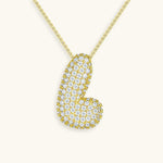 Bubble Initial Diamond Necklace - Pendant Necklaces