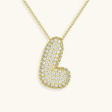 Bubble Initial Diamond Necklace - Pendant Necklaces