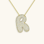 Bubble Initial Diamond Necklace - Pendant Necklaces