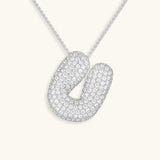 Bubble Initial Diamond Necklace - Pendant Necklaces