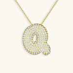 Bubble Initial Diamond Necklace - Pendant Necklaces