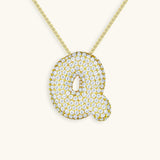 Bubble Initial Diamond Necklace - Pendant Necklaces