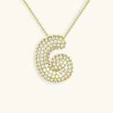 Bubble Initial Diamond Necklace - Pendant Necklaces