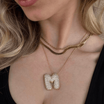 Bubble Initial Diamond Necklace - Pendant Necklaces