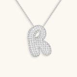 Bubble Initial Diamond Necklace - Pendant Necklaces