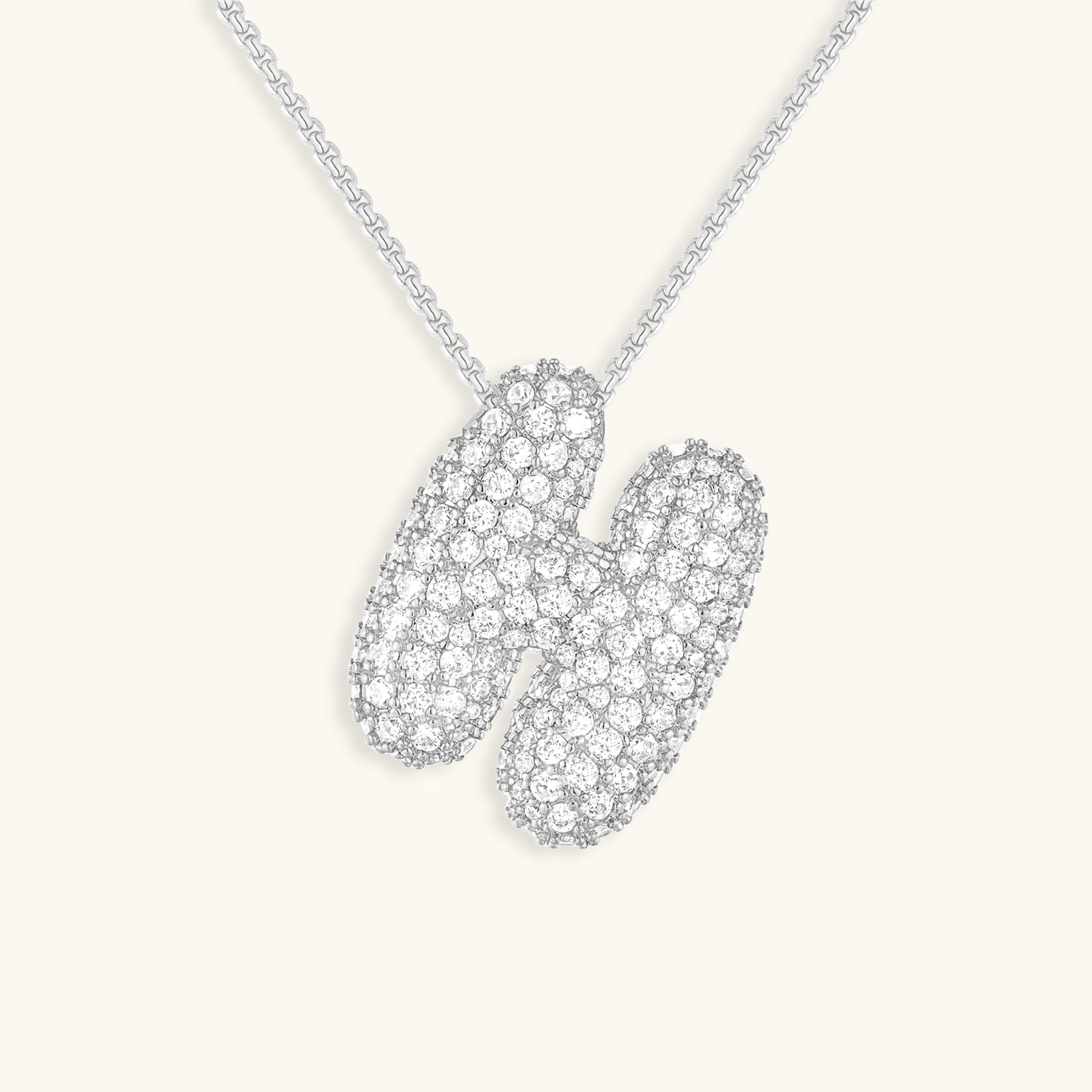Bubble Initial Diamond Necklace - Pendant Necklaces
