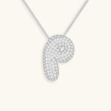 Bubble Initial Diamond Necklace - Pendant Necklaces