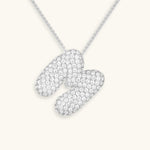 Bubble Initial Diamond Necklace - Pendant Necklaces
