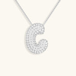 Bubble Initial Diamond Necklace - Pendant Necklaces