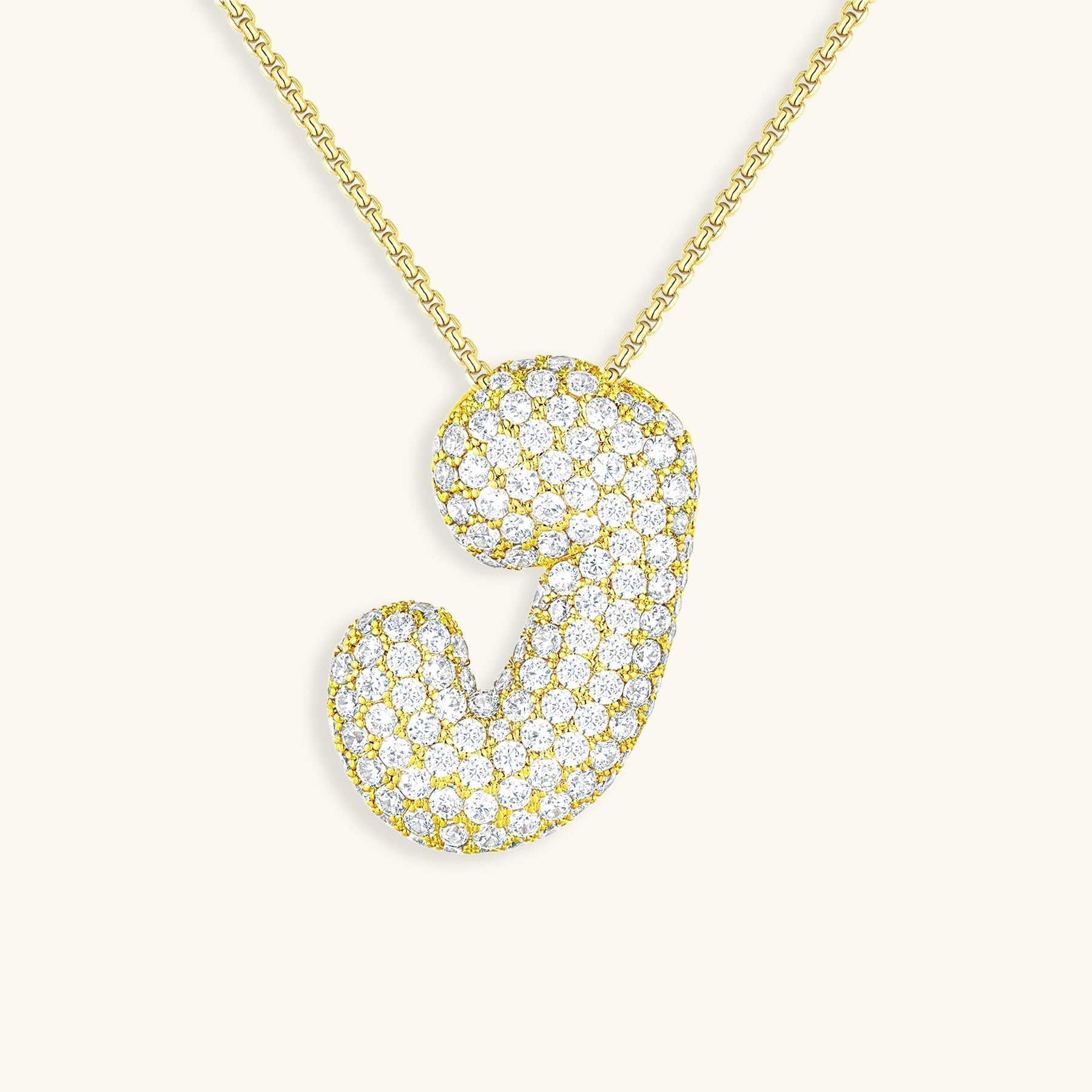 Bubble Initial Diamond Necklace - Pendant Necklaces