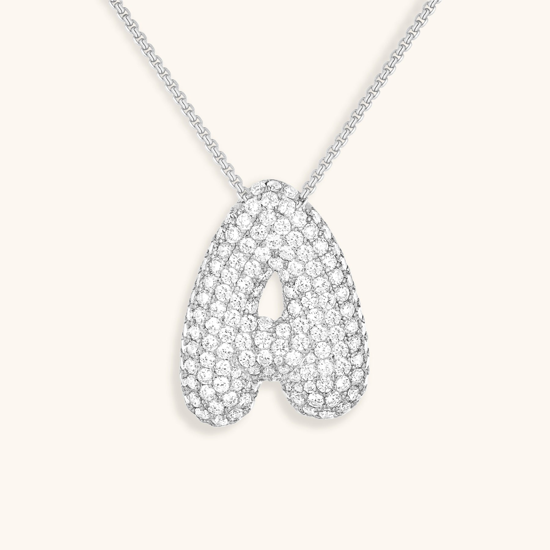 Bubble Initial Diamond Necklace - Pendant Necklaces