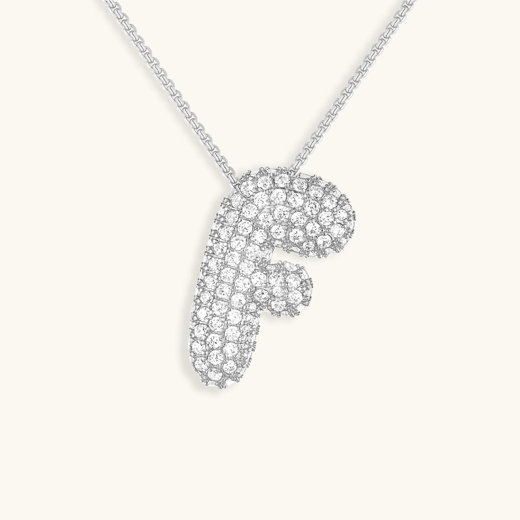 Bubble Initial Diamond Necklace - Pendant Necklaces