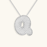 Bubble Initial Diamond Necklace - Pendant Necklaces