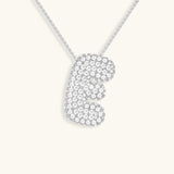Bubble Initial Diamond Necklace - Pendant Necklaces
