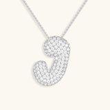 Bubble Initial Diamond Necklace - Pendant Necklaces