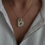 Bubble Initial Diamond Necklace - Pendant Necklaces