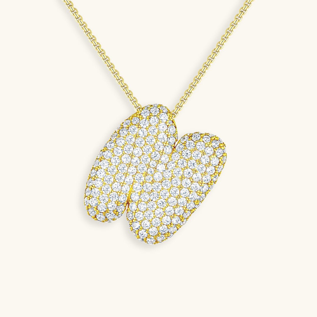 Bubble Initial Diamond Necklace - Pendant Necklaces
