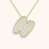 Bubble Initial Diamond Necklace - Pendant Necklaces