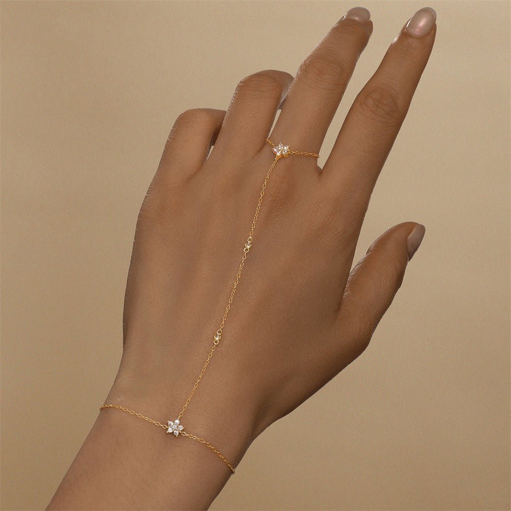 Celeste Dainty Crystal Hand Chain Bracelet - Chain & Link Bracelets