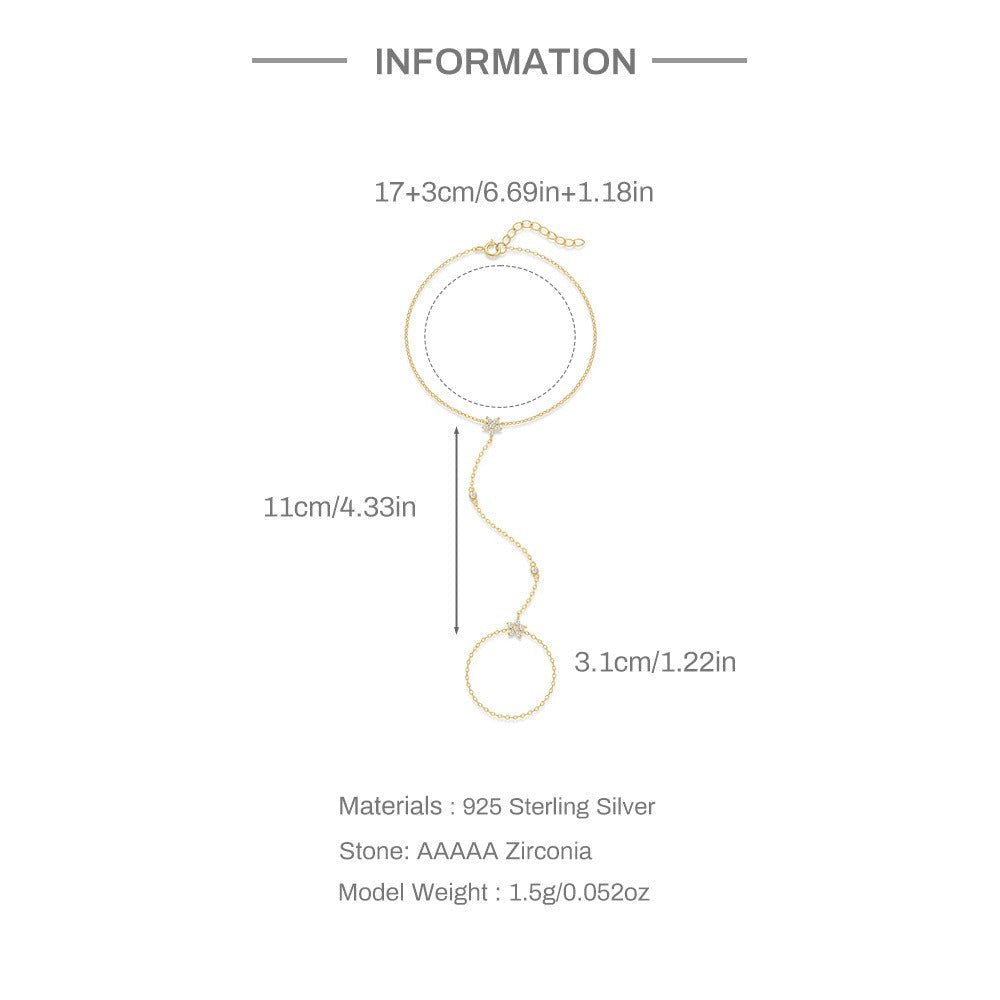 Celeste Dainty Crystal Hand Chain Bracelet - Chain & Link Bracelets