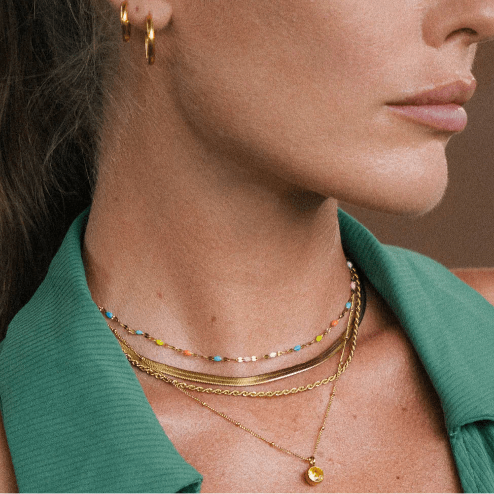 Celeste Rainbow Enamel Choker Necklace - Choker Necklaces