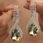 Champagne Teardrop Crystal Drop Earrings - Earrings