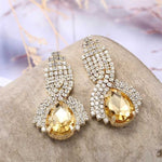 Champagne Teardrop Crystal Drop Earrings - Earrings