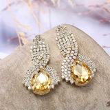 Champagne Teardrop Crystal Drop Earrings - Earrings